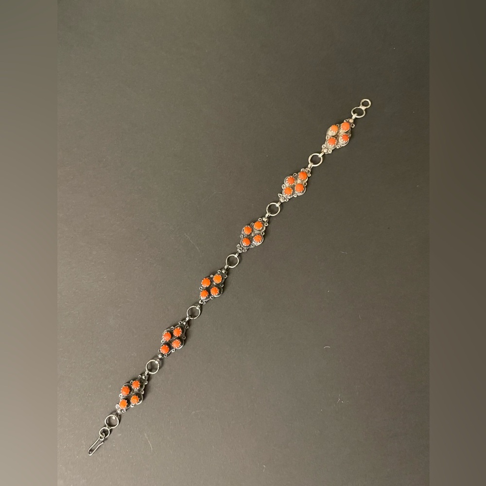 Old Sterling and Coral  Bracelet